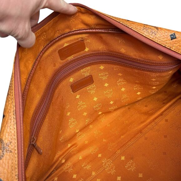 Authentic MCM Visetos brown 2Way Boston Duffel Tavel bag Made In Germany 22” BIG - Picture 10 of 16